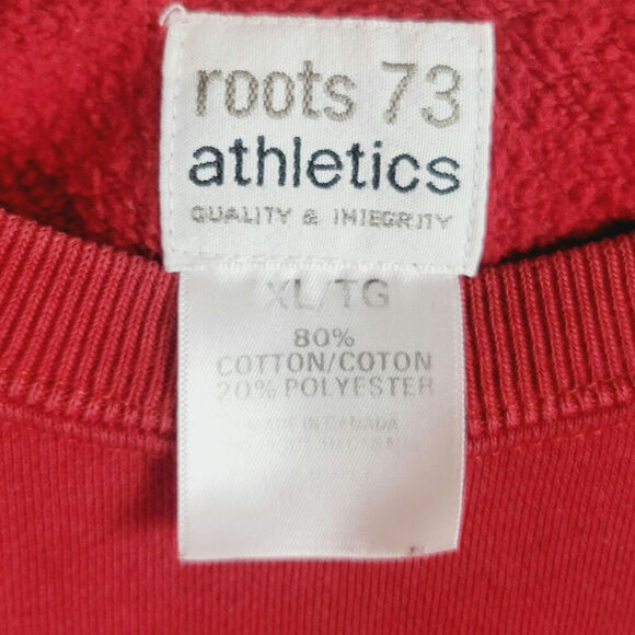 ROOTS 73 ATHLETICS CROPPED CREWNECK SWEAT SHIRT IN RED, SZ XL - Picture 4 of 13